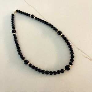 Unisex NWOT Black Onyx and 14kt. Yellow Gold bead 16”necklace